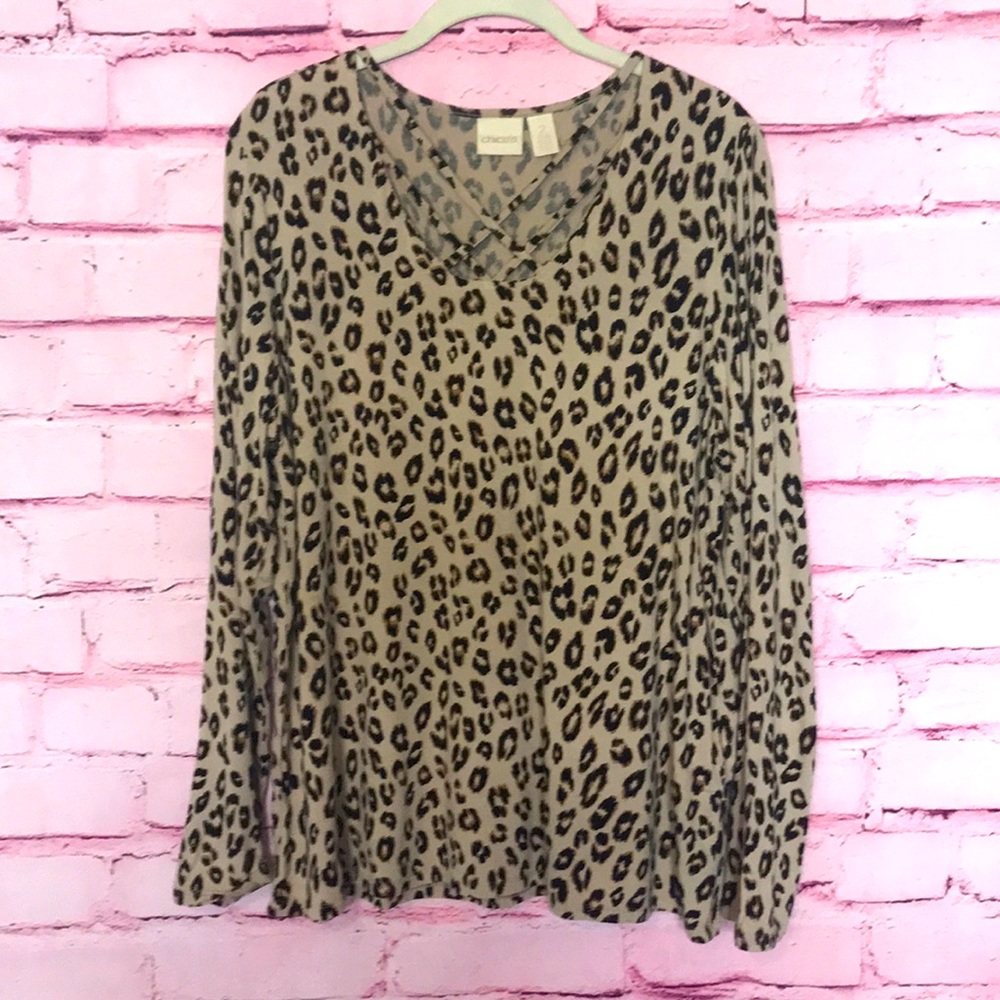 Chico’s Cheetah Criss-Cross Top